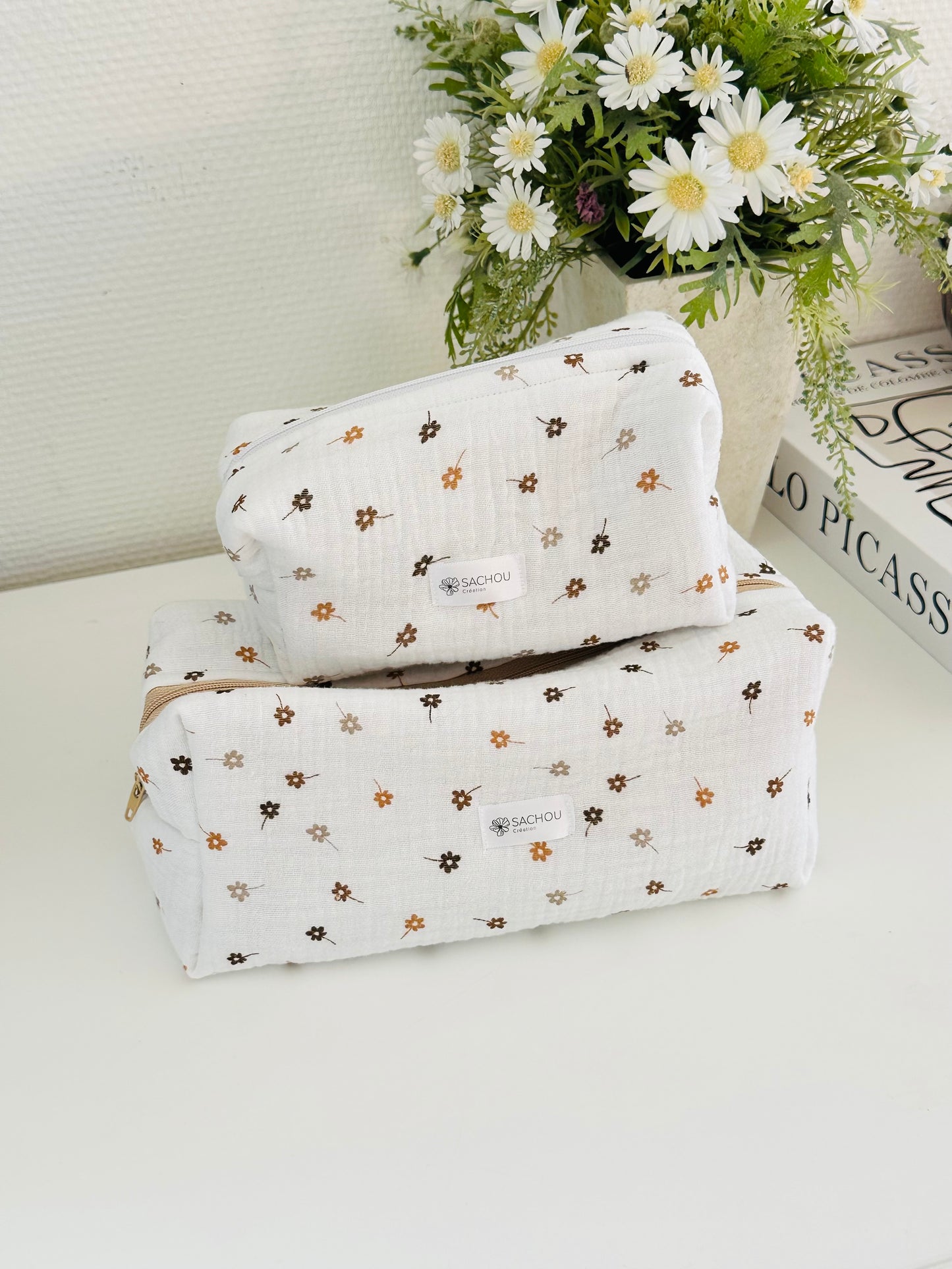 Trousse de toilette gaze de coton  ´petite fleur’🌼