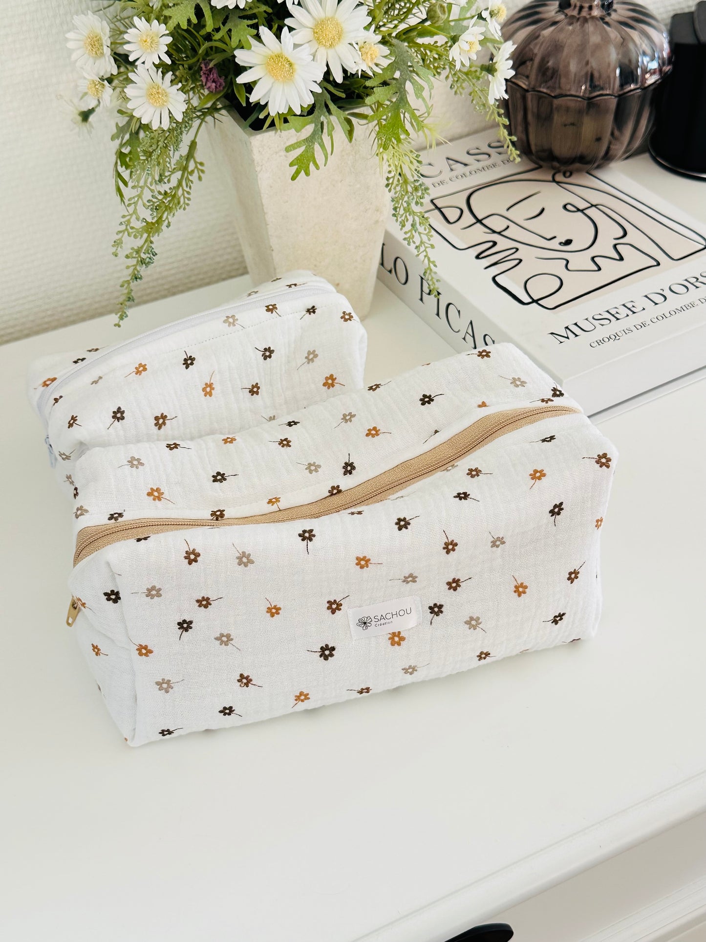 Trousse de toilette gaze de coton  ´petite fleur’🌼